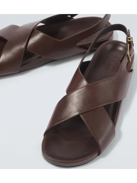 Sandale Saint Laurent din piele maro