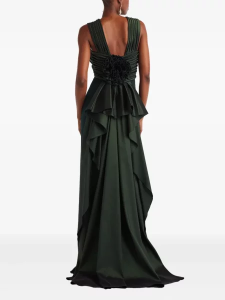 Rochie maxi Tadashi Shoji cu volane verde
