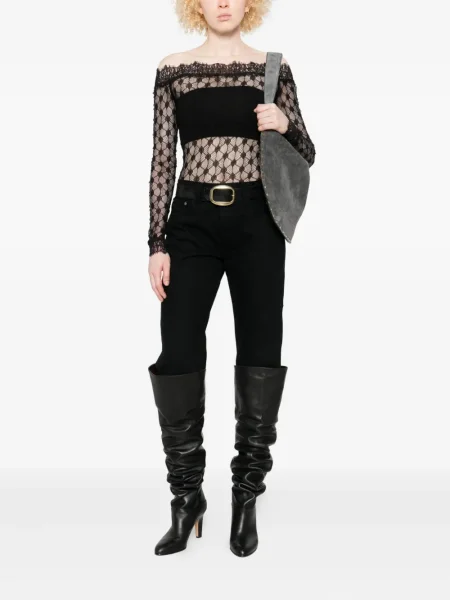 Top Isabel Marant cu model floral din dantelă negru