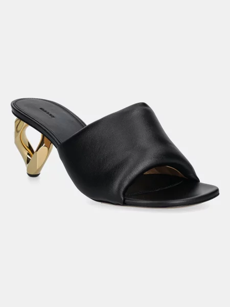 JW Anderson șlapi de piele Chain Heel Open Mule femei cu drept maro