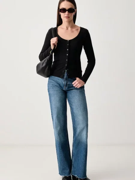 Levi's kardigán dámsky s elastanom AUSTEN BUTTON THROUGH LS čierna