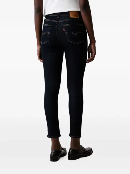 Pantaloni scurți din denim Levi's® din dantelă zdrențuiți cu talie înaltă albastru