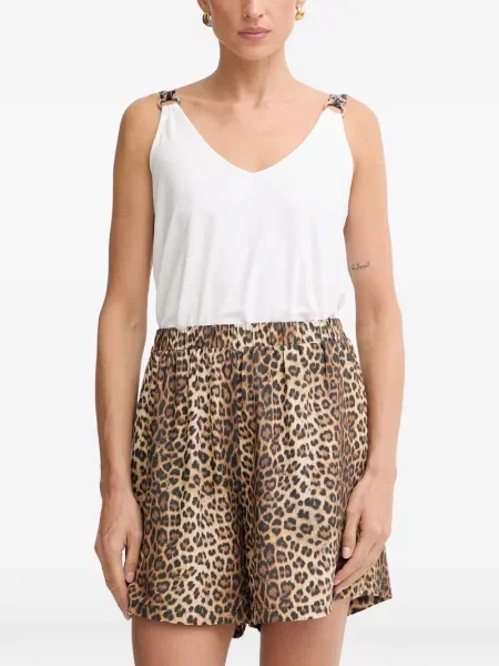 Top Liu Jo cu funde cu imprimeu animal print alb