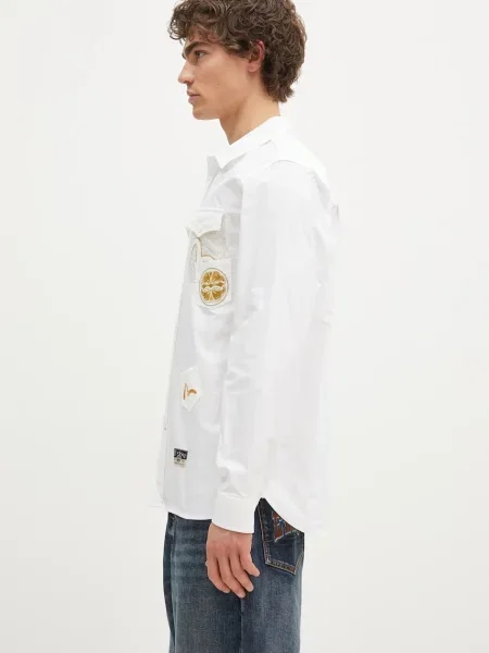 Evisu koszula Evisu Logos & Wave Emb regular z kołnierzykiem klasycznym biały