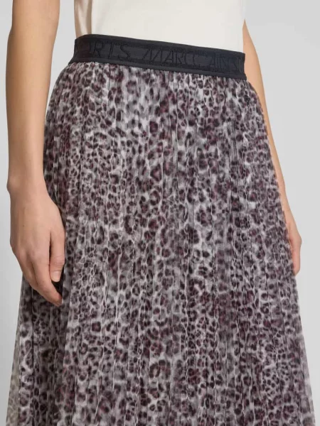 Spódnica midi w plisowanym stylu ze zwierzęcym nadrukiem na całej powierzchni Marc Cain