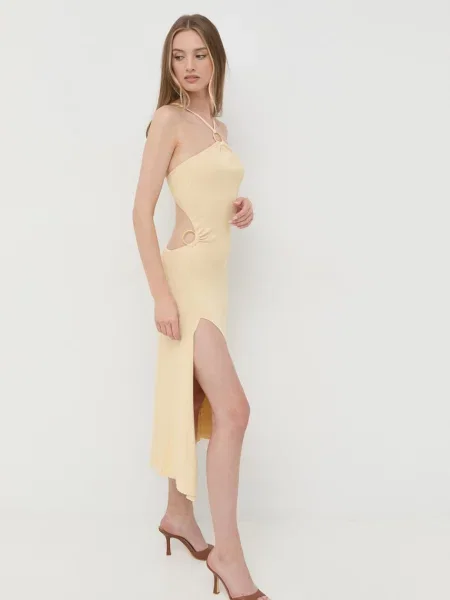 For Love & Lemons rochie maxi drept bej