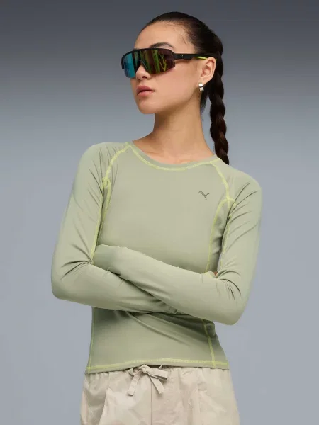 Лонгслів PUMA Yona Tight Longsleeve комбінований верх зелений