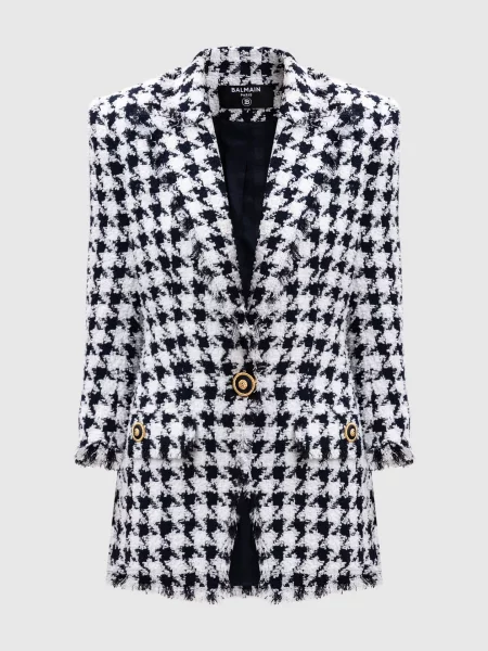 Твідовий жакет у візерунок Balmain