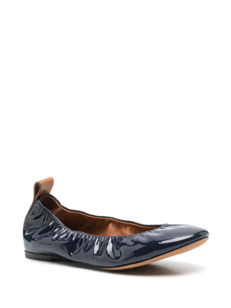 Balerini Lanvin din piele fără toc albastru