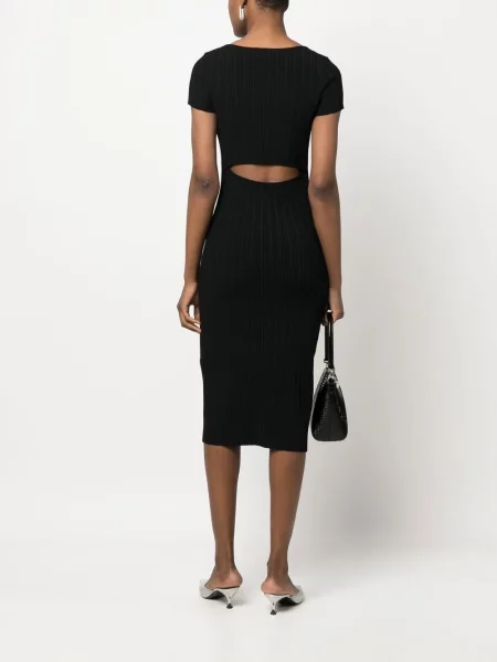 Pletené krátké maxi šaty Proenza Schouler White Label s krátkými rukávy bílé
