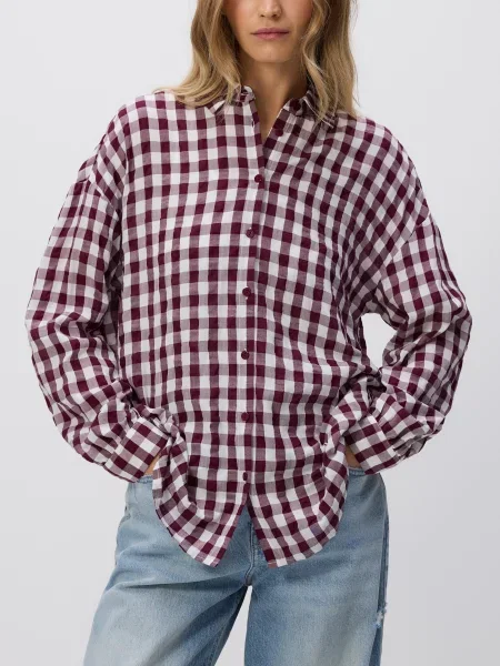 Reserved Картата сорочка буряковий 