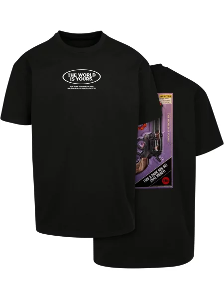 Mister Tee Tričko Money Maker fialová / červená offwhite černá