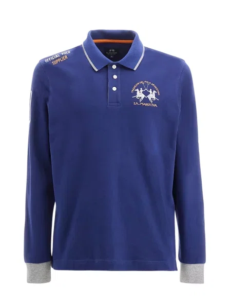 La Martina Tricou albastru / galben / gri amestecat alb