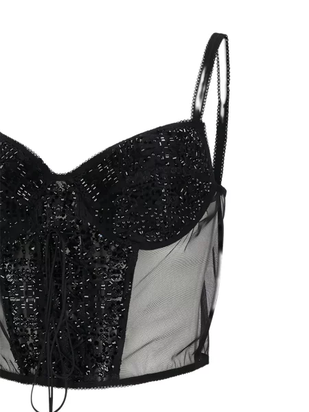 Топ Ermanno Scervino с връзки с дантела черно