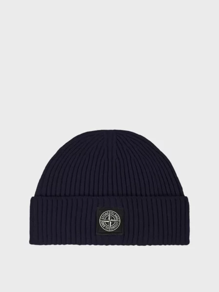 Вовняна шапка Stone Island з камінням синя
