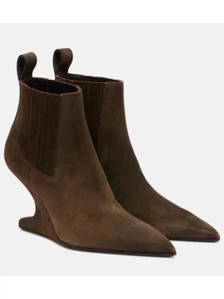 Cizme scurte Rick Owens din piele de căprioară maro