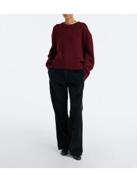 Pantaloni The Row de catifea cord negru