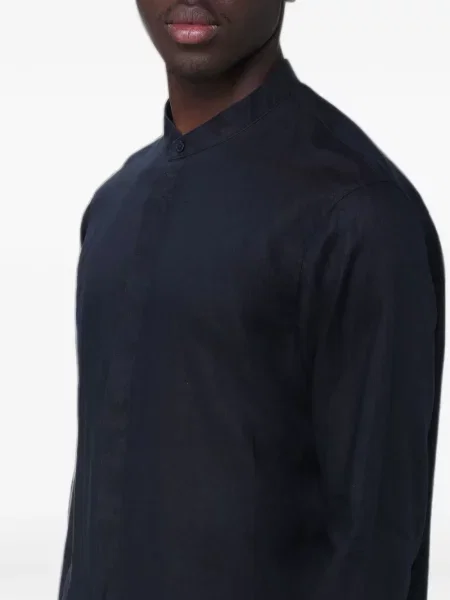 Λινό με κολάρο πουκάμισο Emporio Armani μπλε