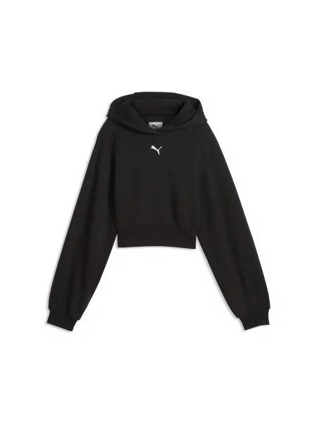 PUMA Młodzieżowa bluza z kapturem Essentials Relaxed Cropped z obszernym rękawem Akcesoria czarny