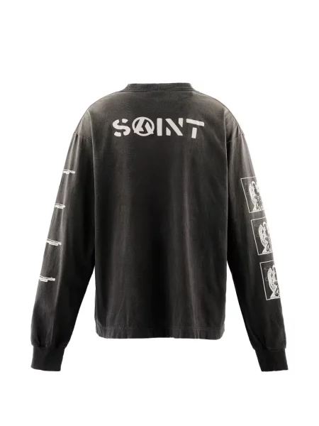 Дълго тениска Saint Mxxxxxx с принт черно