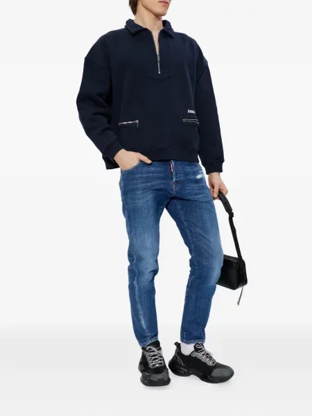 Hanorac Dsquared2 de jumătate de fermoar albastru