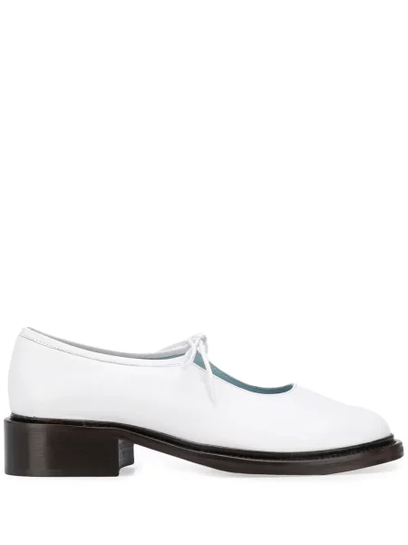Pantofi loafer Nicole Saldaña cu șireturi din dantelă alb