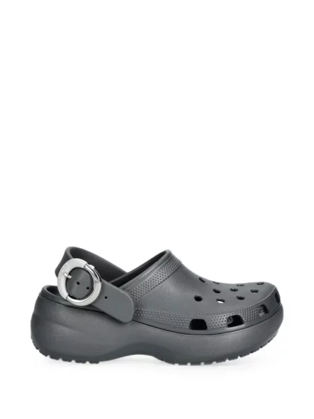 Papuci tip mules Crocs cu platformă cu cataramă gri