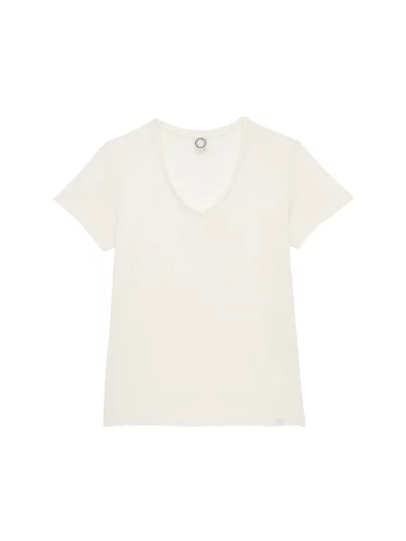 Koszulka Ines De La Fressange Paris z dekoltem w serek beżowa