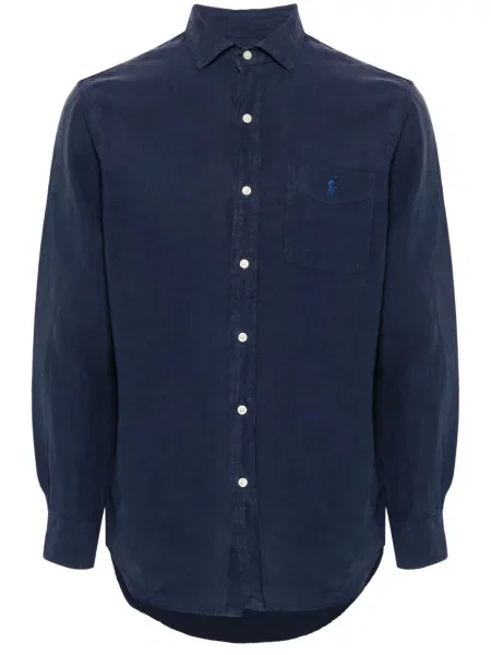 Класическа поло тениска Polo Ralph Lauren бродирана поплин кафяво