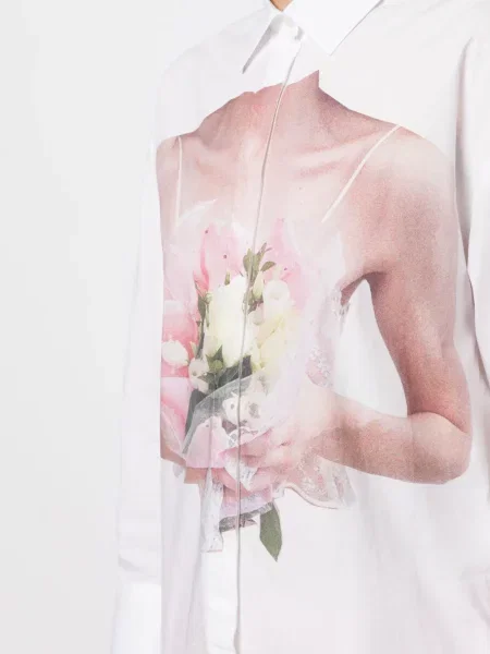 Cămașă Msgm cu imagine din poplin alb