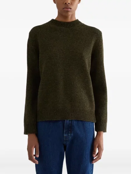 Pulover Jil Sander de lână cu decolteu rotund verde