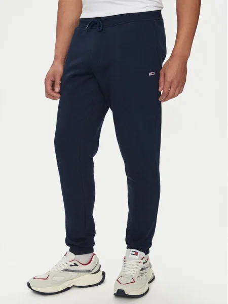 Tommy Jeans pantaloni de trening marin neted albastru