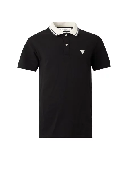 GUESS Tricou negru / murdar alb