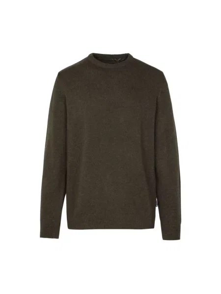 Sweter Barbour w kratę z okrągłym dekoltem zielony
