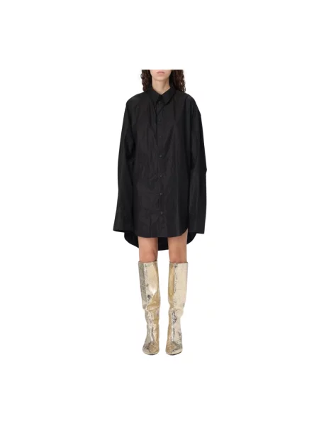 Lniana sukienka koszulowa Balenciaga elegancka czarna