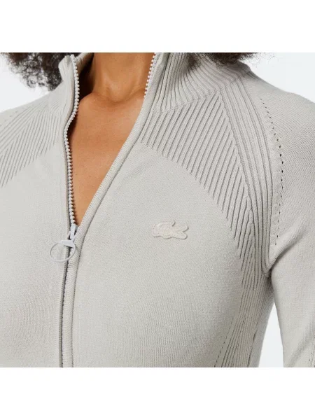 Lacoste Sukienka Z Długim Rękawem Half Zip Slim Fit szara