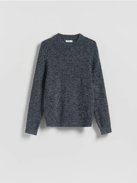 Reserved Pulover structurat bleumarin