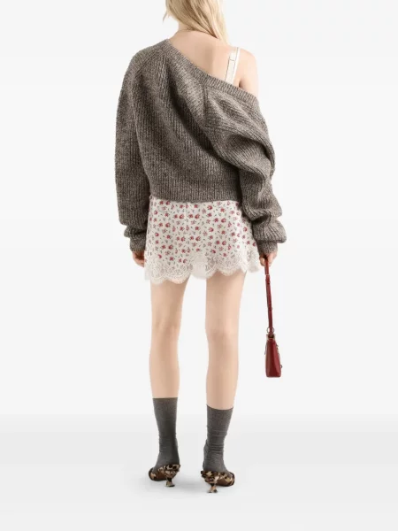 Gėlėta nėriniuota kostiumas mini suknelė Dolce & Gabbana balta
