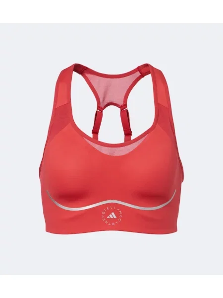 Sutien sport Adidas By Stella Mccartney din jerseu cu autograf roșu