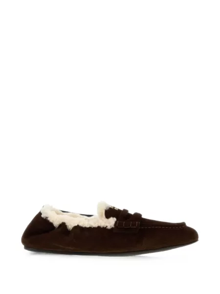 Pantofi loafer Miu Miu din piele de căprioară maro