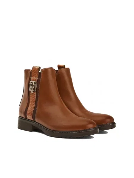 Botki Tommy Hilfiger skórzane brązowe