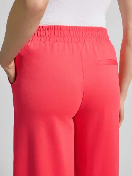 Spodnie o kroju wide fit z elastycznym pasem Model KATE' Ichi różowe