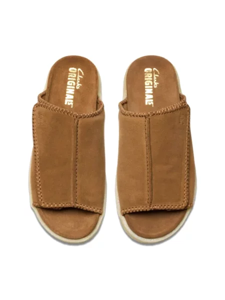 Klapki Clarks skórzane brązowe