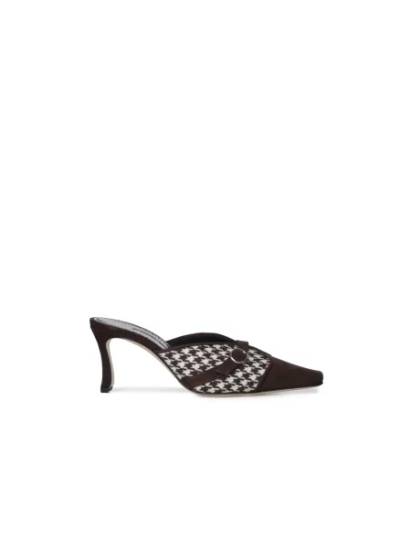 Klapki mules Manolo Blahnik brązowe