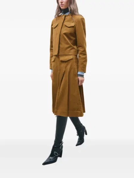 Geacă Tory Burch de catifea cord maro