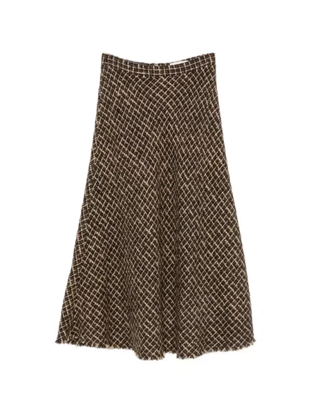 Fustă midi Andiata din tweed maro