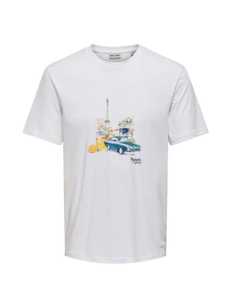 Only & Sons Tricou Mass Parisien albastru / galben alb