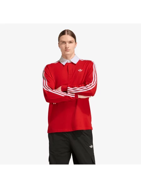 Тениска adidas Rugby Longsleeve Polo Better Scarlet L