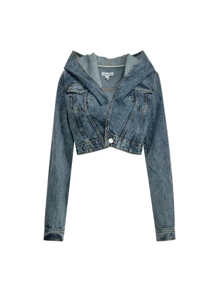 Kurtka jeansowa Alaïa z kapturem niebieska