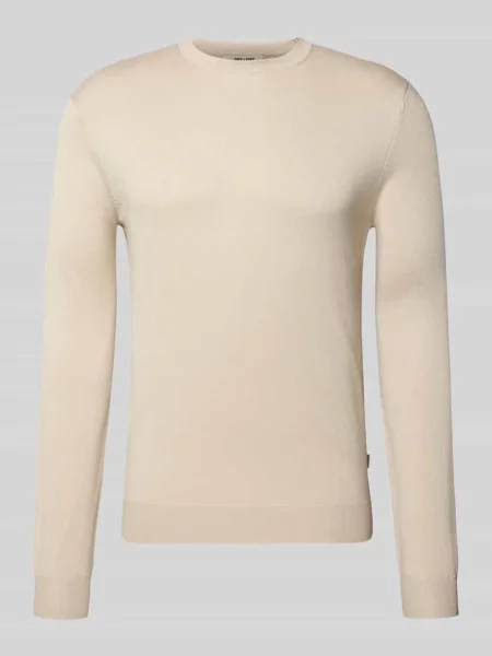 Sweter z dzianiny o kroju regular fit z mieszanki model ‘WYLER’ Only & Sons beżowy